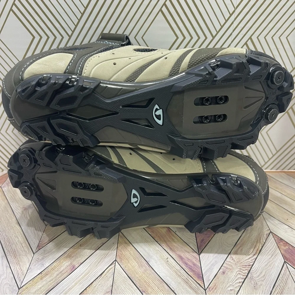 Giro Reva Womens Size 5 Khaki Brown Tan Blue Mountain Cycling Shoes‎ SB2